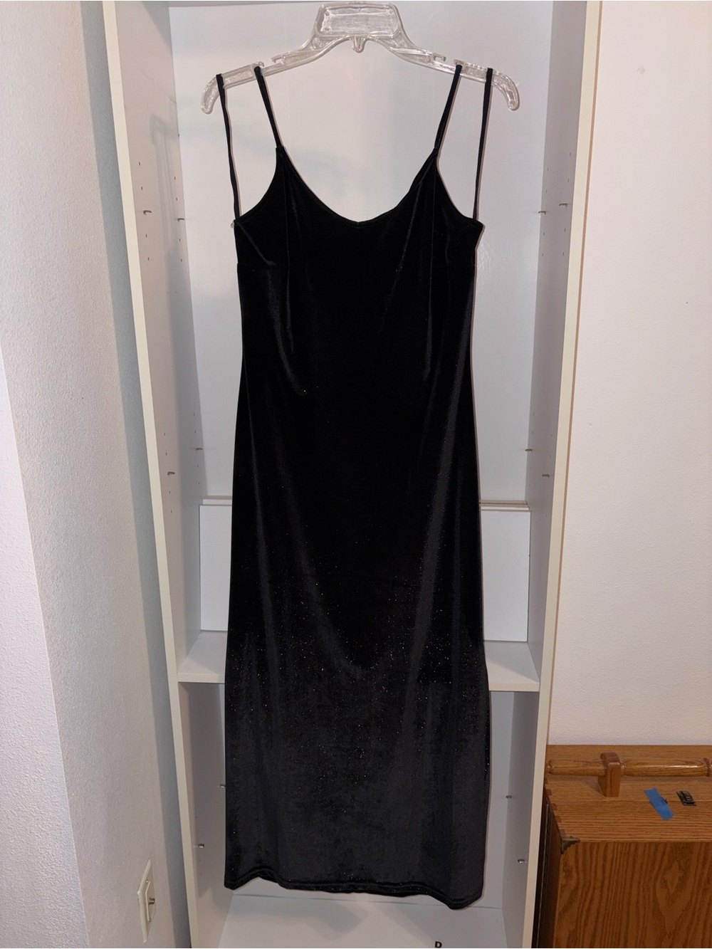 Classic Black Velvet Slip Dress - Elegant Spaghetti Strap